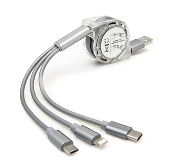 

7 Colors 3 in 1 Telescopic Data Cable for Type-C Three-in-One Charger Cable Multi-Function Data Cable Multi-Charge Cables