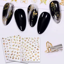 

1 Sheet 3D Flowers Butterfly Nail Adhesive Stickers Manicure Art Transfer Decals Gold Silver Holographics INS Fashion Nail Foils