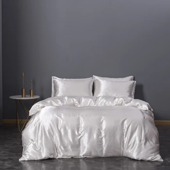 

100% Satin Silk Bedding Set Luxury Queen King Size Bed Set Quilt Duvet Cover Linens Bedclothes comforter bedding sets bed set