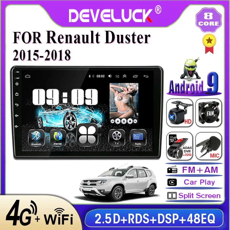 

Develuck 2 din Android car Radio multimedia Player For Renault Duster 2015 2016 2017 2018 IPS 2.5D No 2din GPS Navigation RDS FM