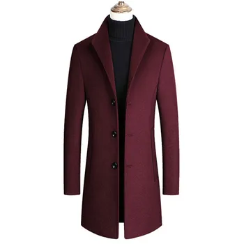 

Men Wool Blends Coats Autumn Winter New Solid Color High Quality Men's Wool Jacket Luxurious Brand Clothing
