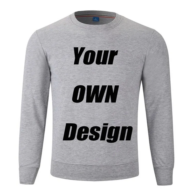

BTFCL Customized Men Women Customized Sweatshirt Print Like Photo or Logo Text DIY Your OWN Design Grey Cotton Harajuku Hoodies