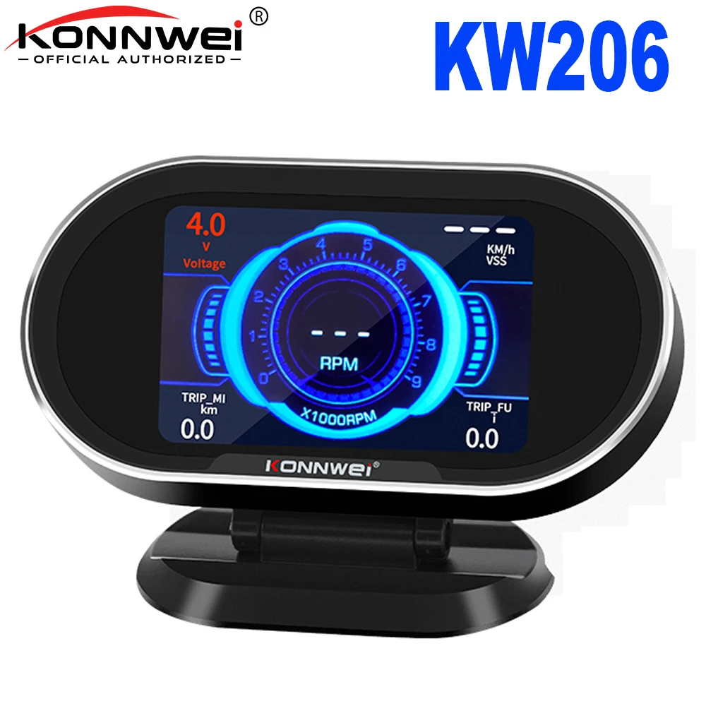 car battery trickle charger KONNWEI KW206 OBD2 Car On-Board Computer Auto Digital Computer Display OBD 2 Scanner Fuel Consumption Water Temperature Gauge best car inspection equipment