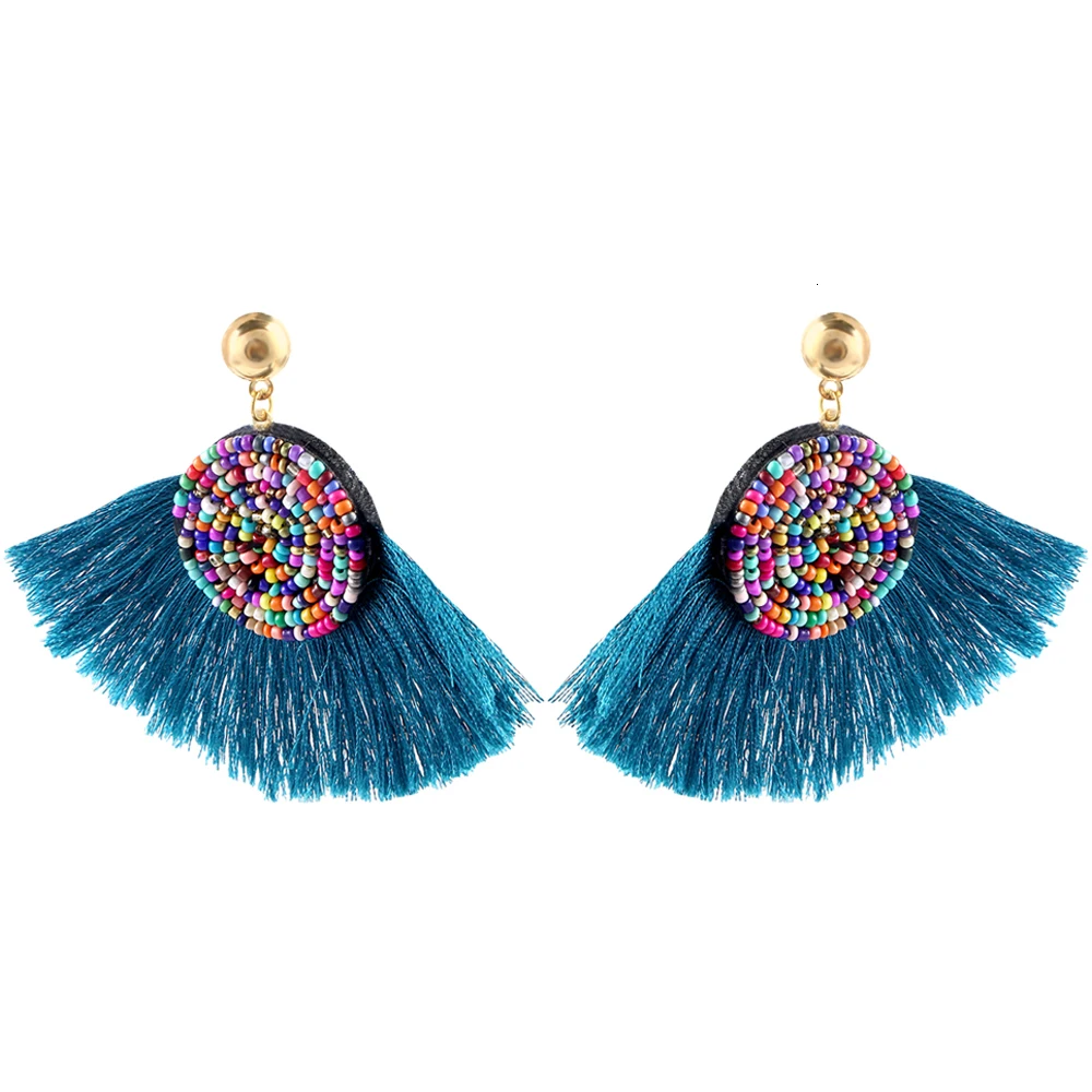 E57512018 Fashion Red Long Tassel Drop Earrings Vintage Ethnic Fringed Dangle Earrings Women Jewelry Bohemian Ear Drop Brincos CS27