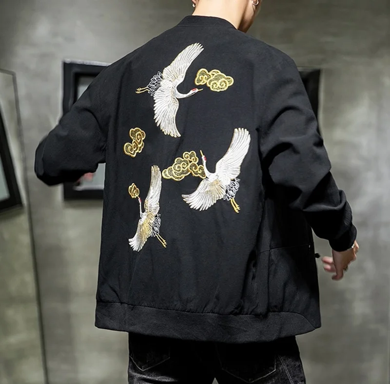 Winter Men Embroidery Baseball Jacket Thick Warm Harajuku Loose Coat Youth Ma-1 Bomber Jacket Male Japanese Streetwear KK3040