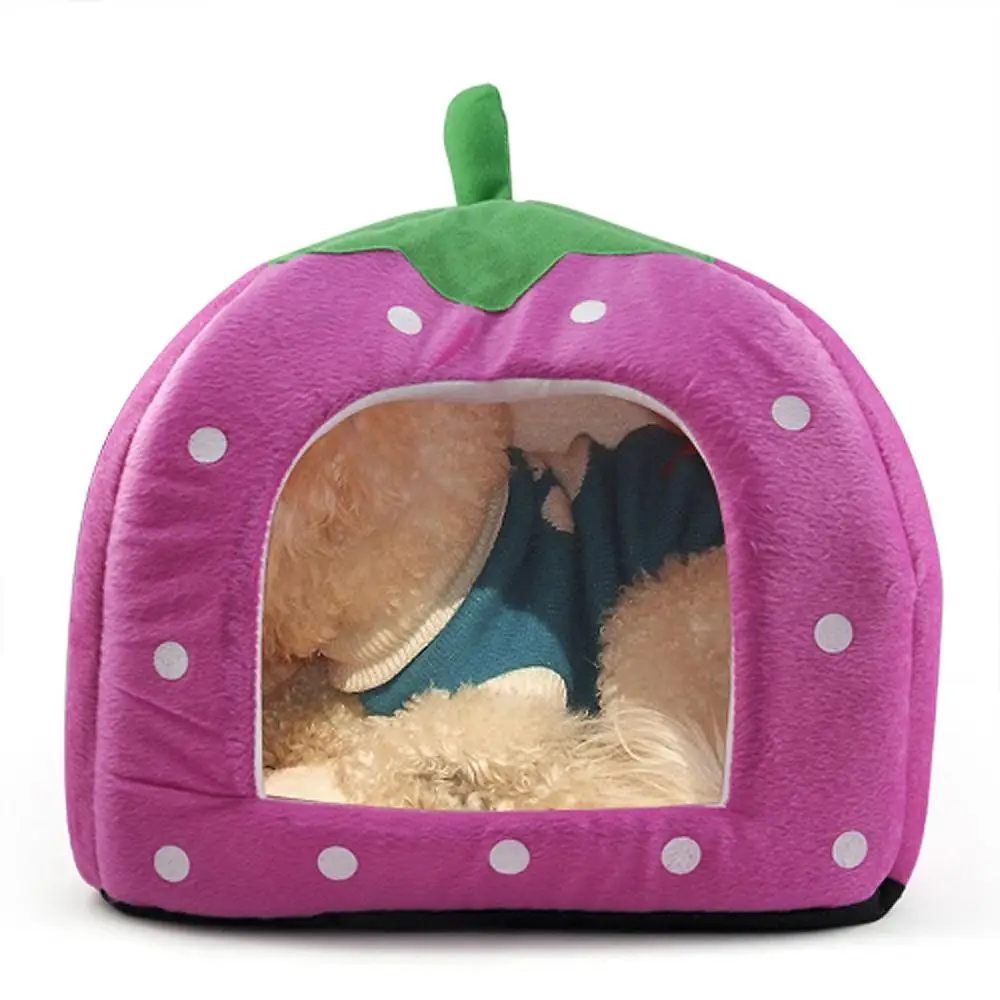 COFA Soft Strawberry Pet Igloo Dog Cat Bed home Kennel Doggy Fashion Cushion Basket