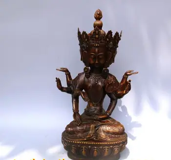 

YM 806 Pure bronze, four sides, eight arms, Guanyin, Tantric Buddha statue