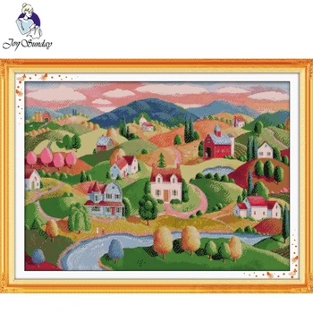 

Joy Sunday,Oil painting,cross stitch embroidery,printing cloth embroidery,cross stitch needlework,Scenery picture cross stitch