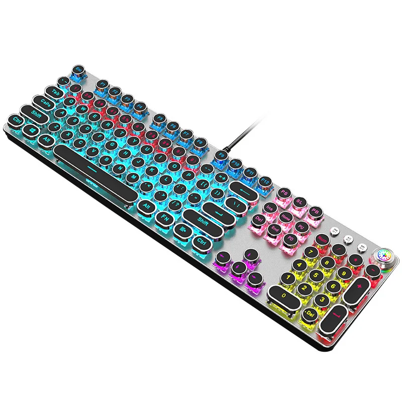Punk Gaming Mechanical Keyboard Keys Multimedia Knob Steampunk Keyboards Metal panel for Laptop Desktop US Russian Sticker | Компьютеры и