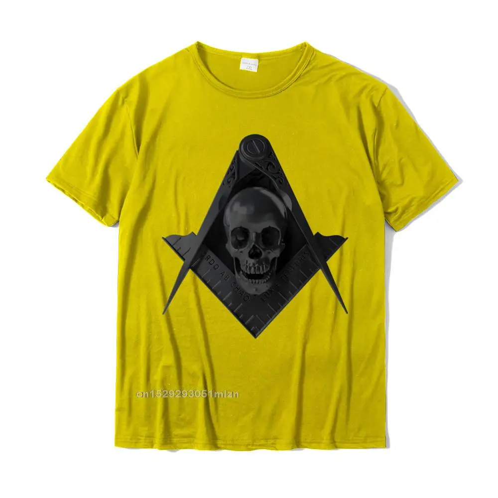 Classic Party Tops Tees Short Sleeve for Male Pure Cotton Summer Round Neck Tshirts Funny Tee Shirts Company Free Shipping Masonic Stealth Square Compass Skull Freemason T-Shirt__3179 yellow