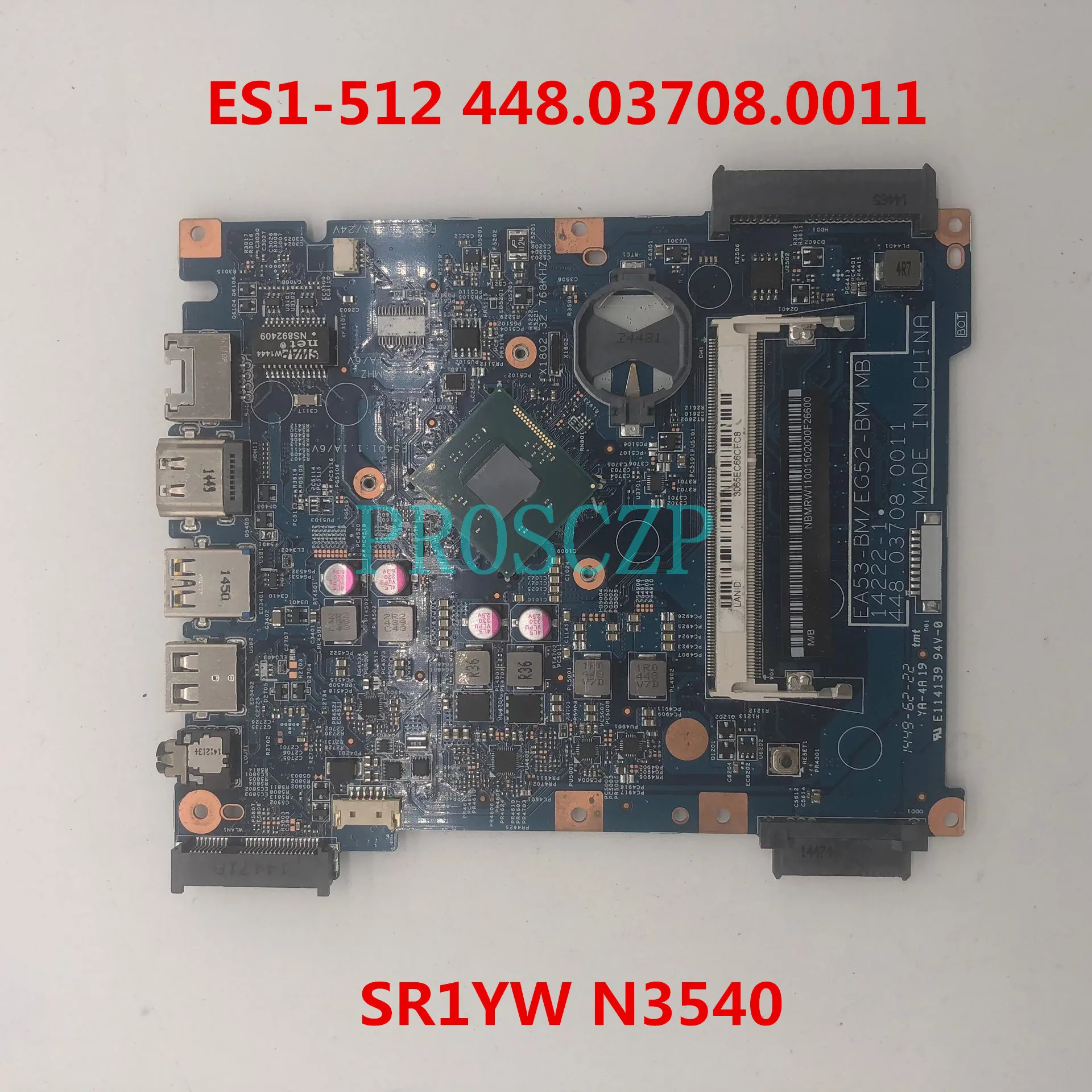 Бесплатная доставка для Aspire ES1 512 материнская плата ноутбука 448 037080011 с SR1YW N3540 cpu 100%