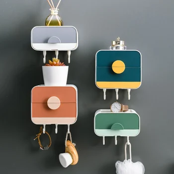 

Creativity Drain Soap Dish Waterproof Toilet Storage Box Double Layer Wall Mounted Soap Box Household Bathroom Accessories