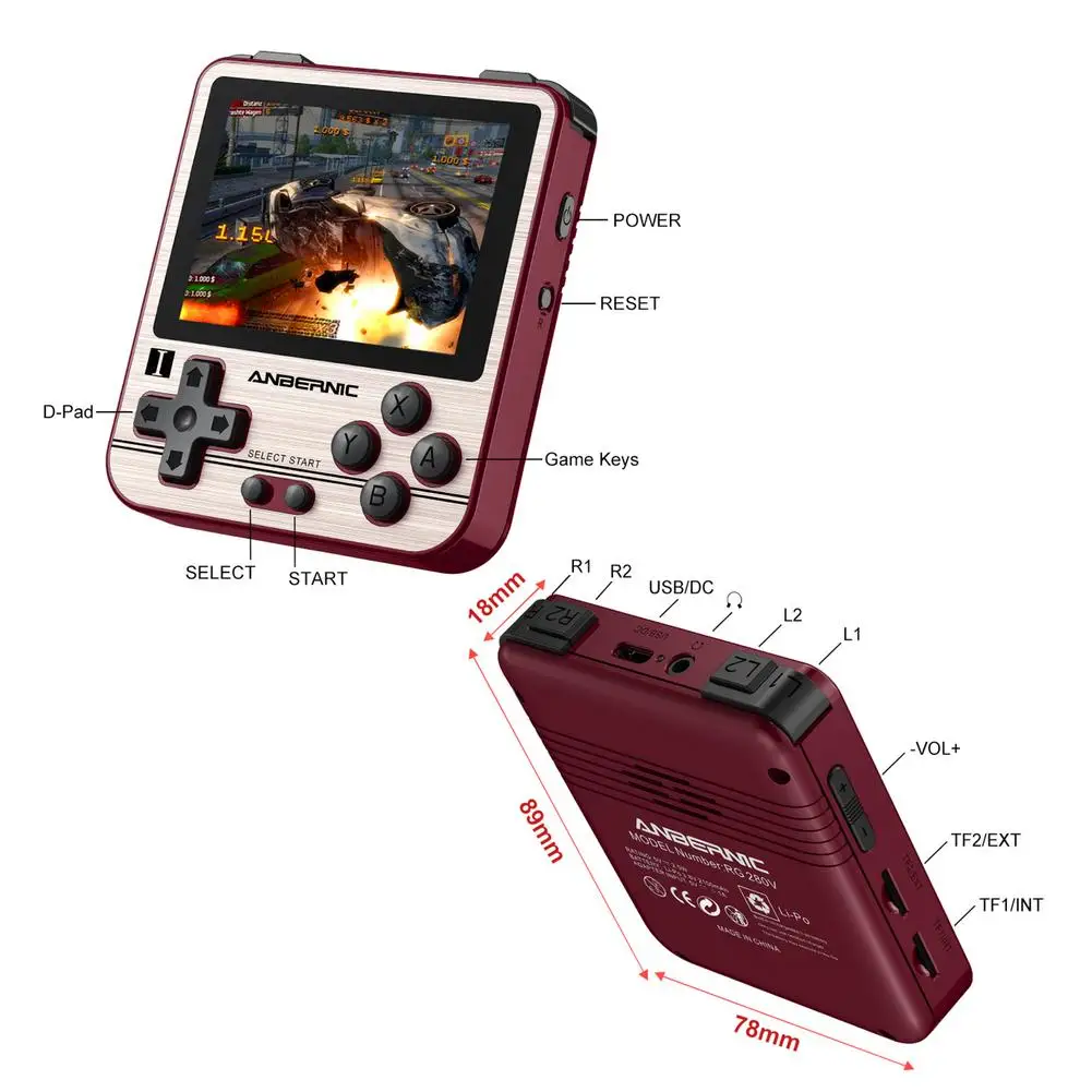 Rg280V Handheld Game Console Special Package 128G Game Card Retro N64 Handheld Game Console Suitable For Nintendo Games