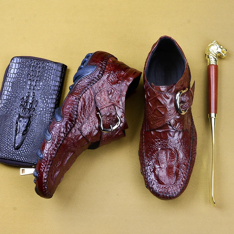 

Spring New Style Chelsea Boots Men's Martin Boots Genuine Leather England Leather Boot Crocodile Pattern Fashion Man Shoe Winter