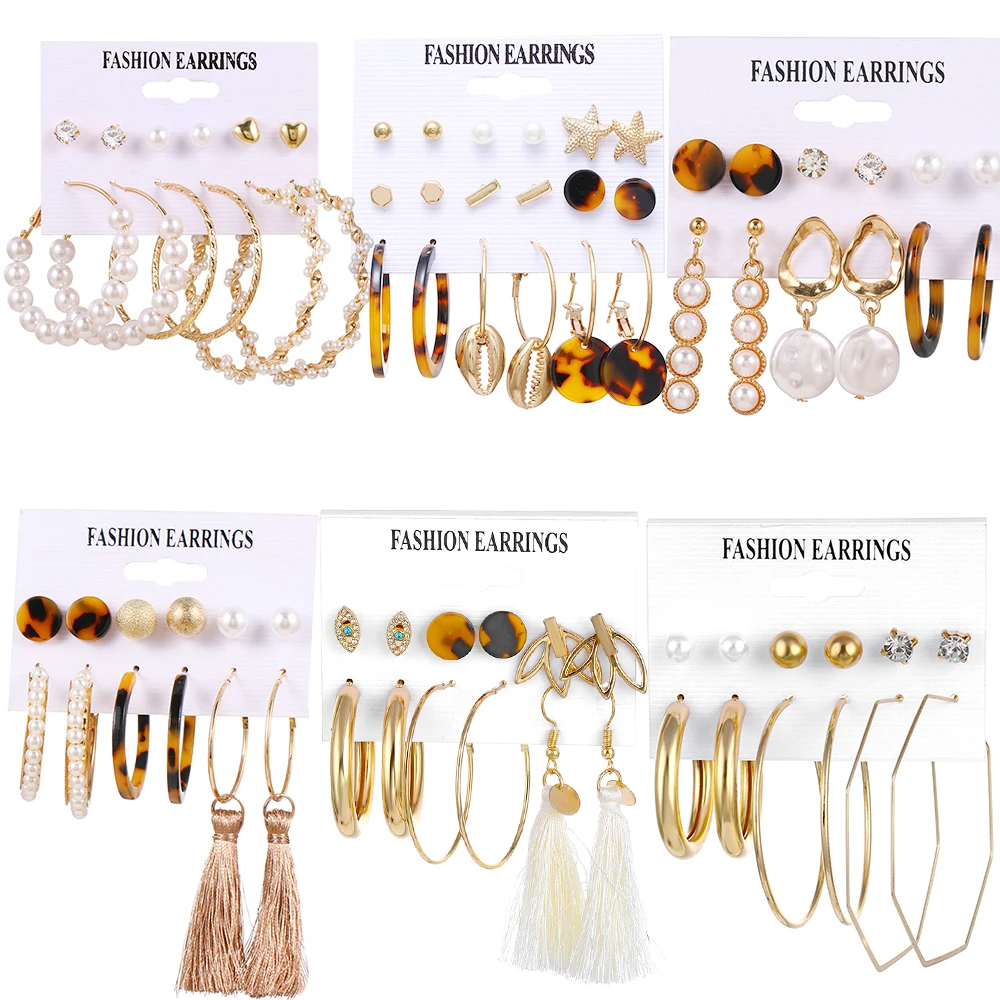 17KM-Vintage-Big-Gold-Circle-Hoop-Earrings-For-Women-Clip-on-Earrings-Eye-Pearl-Heart-Earring