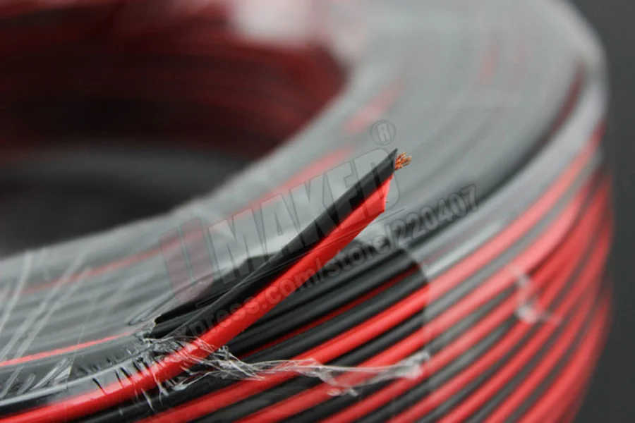 Электрический медный резиновый светодиодный кабель 16 18 20 22AWG 2pin красный черный