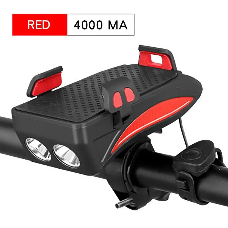 Red 4000mA Велосипед светильник USB Перезаряжаемые флэш-светильник для телефона держатель велосипеда высокое светильник 2000/4000 мА/ч, Мощность Bank велосипедные рог светодиодный светильник 7 - Цвет: Red 4000mA