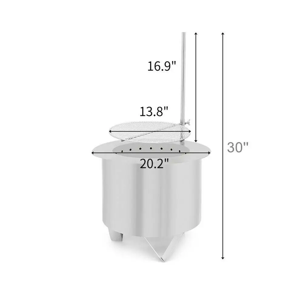 Double Flame Patio Fire Pit Wood-Burning Less Smoke Portable Stainless Steel