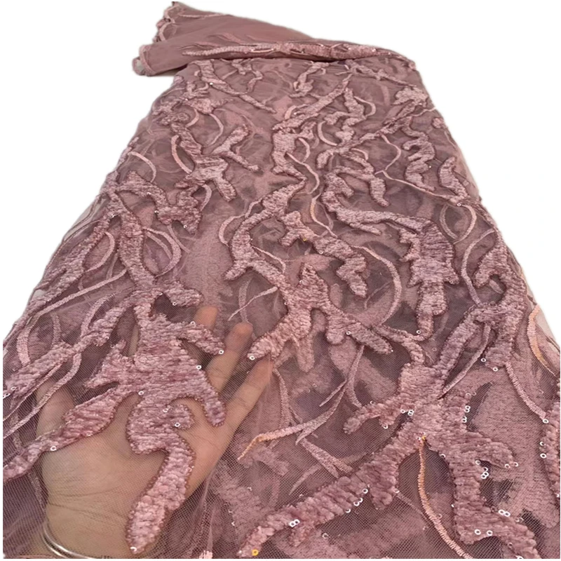 

African Sequins Lace Fabric 2021 High Quality Lace Nigerian French Lace Fabric For Wedding Party Dress zx71-3