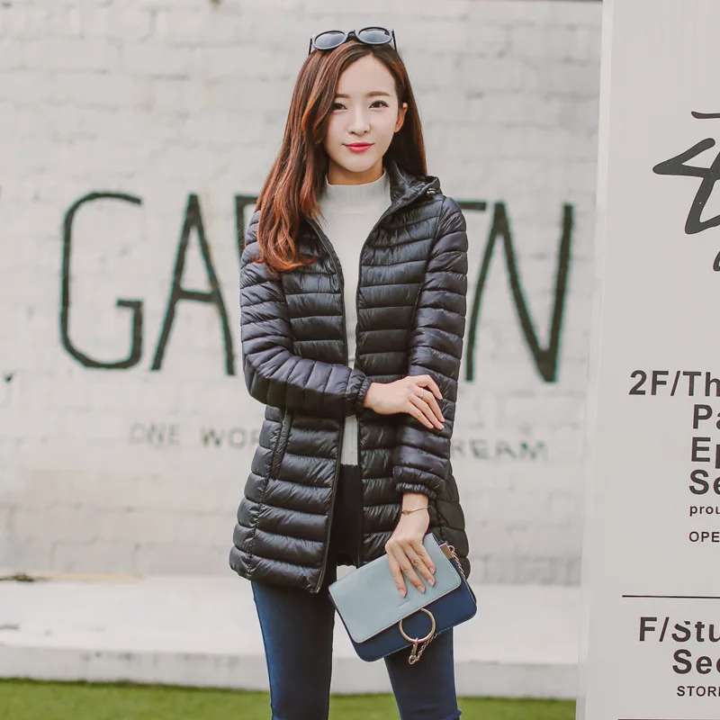 Хлопковое пальто Женская мода Корея длинная куртка из хлопка большой размер тонкий секционный утягивающий хлопковый коврик женский зимний - Цвет: Черный