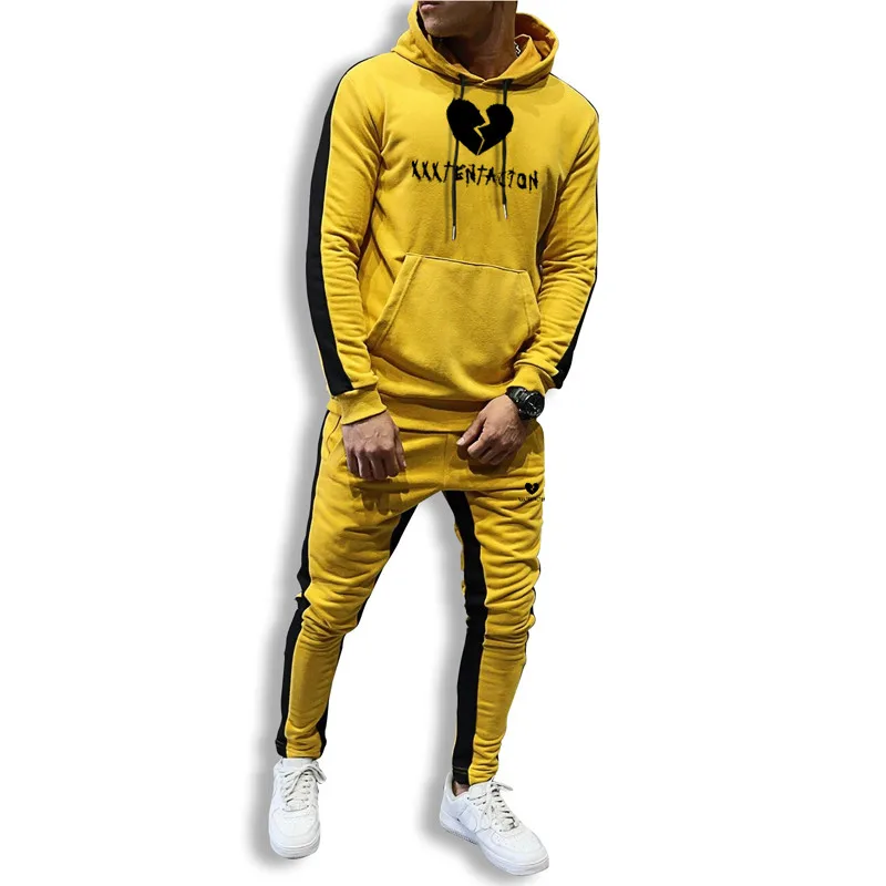 Новинка брендовый спортивный костюм мужское термобелье Love men XXXTentacion спортивные комплекты флисовое плотное худи+ штаны спортивный костюм