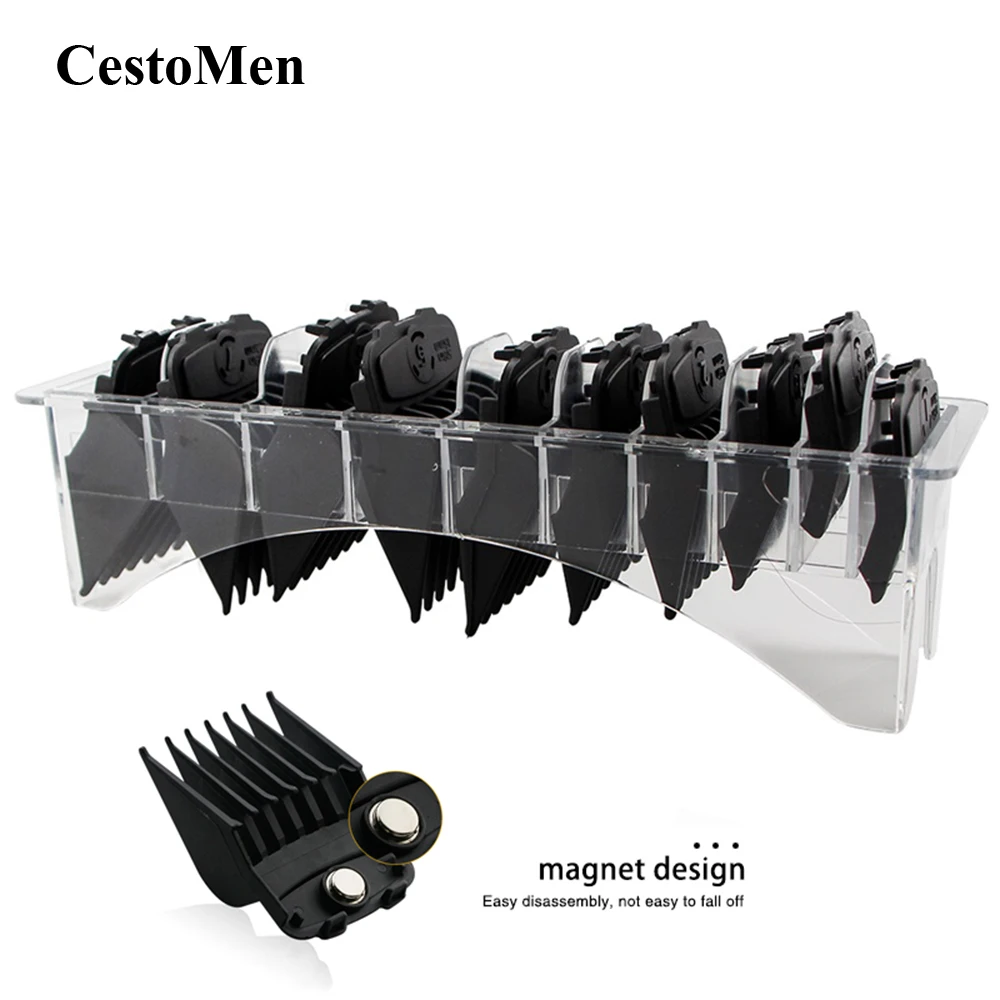 

CestoMen 10pcs Hair Clipper Limit Comb Magnet Hair Clipper Attachment Comb Professional Hair Cutting Guide Comb Set With Holder