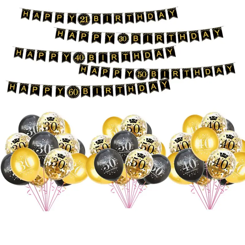 

WALMD 15PCS 12inch 18 21 30 40 50 60 Birthday Confetti Latex Number Balloon Air 30th 40th 50th Birthday Party Decorations Adult