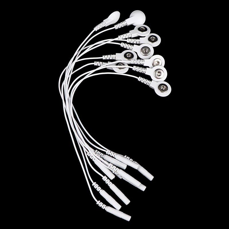 10pcs Electrode Lead Wires Adapter Cables Treatment Instrument Conversion Line Pin-To-Snap Adapter Cables Plug