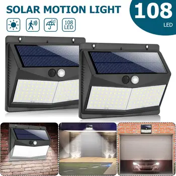 

140/108LED Three-sided Solar Light PIR Motion Sensor Wall Lamp Outdoor Waterproof Energy Saving Yard Garden Path Security Lamp