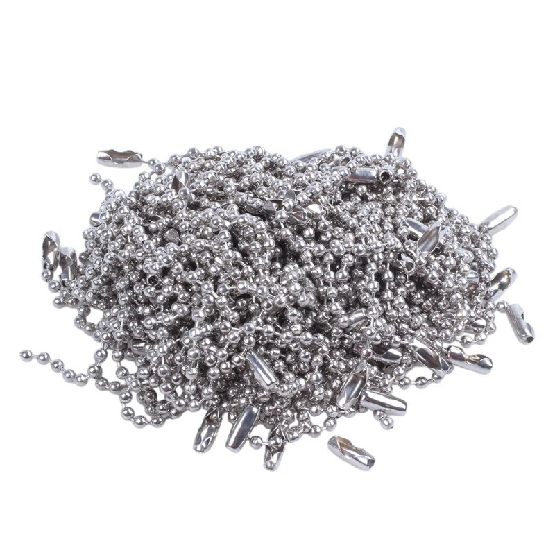 Нержавеющая сталь 10 см длина 2,4 мм бисерный шар цепь 100 шт Серебряный тон