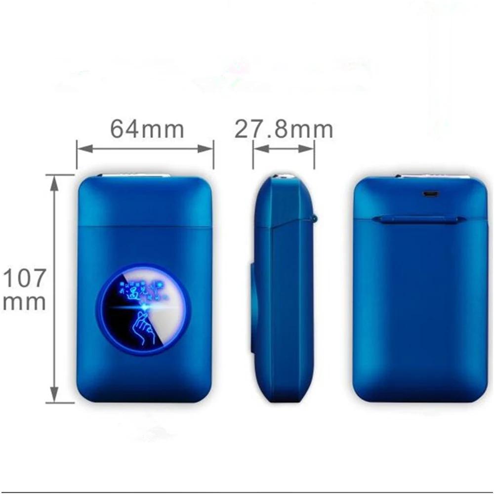 USB Зажигалка и чехол для сигарет креативный графический дисплей USB зарядка Ветрозащитный беспламенный электронный прикуриватель