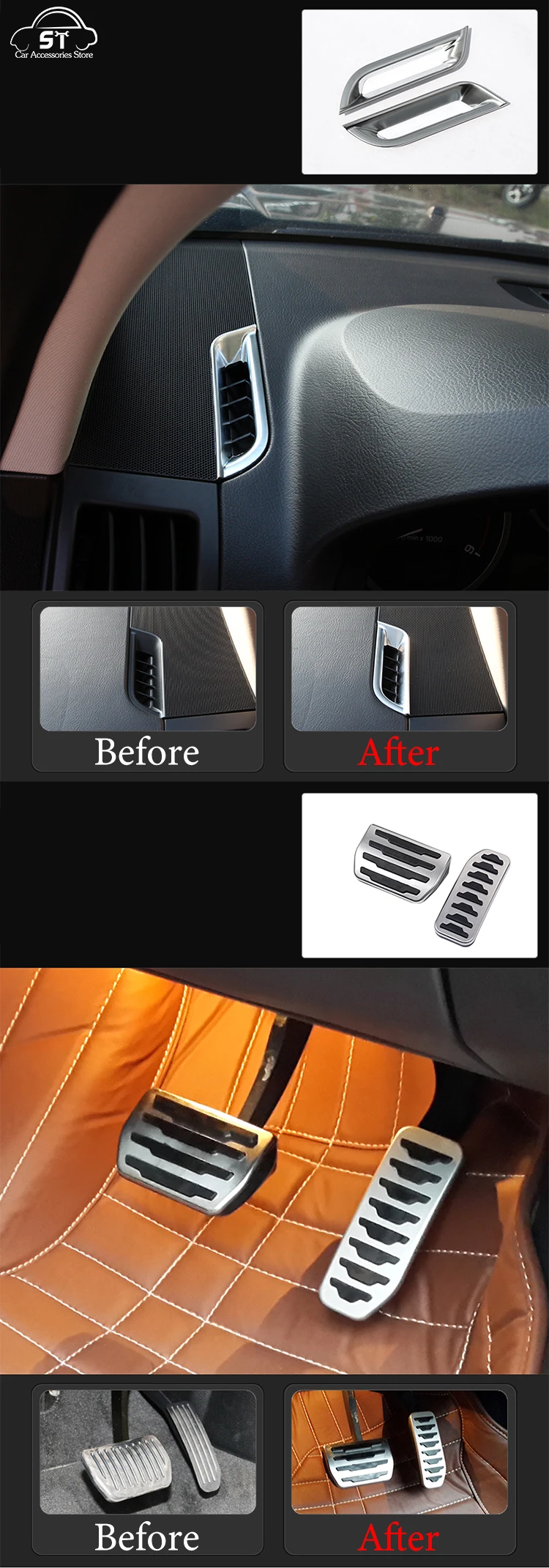 Car Steering Wheel,AC Vent Outlet Knob,Door Handle,Cover Trim,ABS Chrome,For LandRover Freelander 2 2007-2015 Interior Accessory