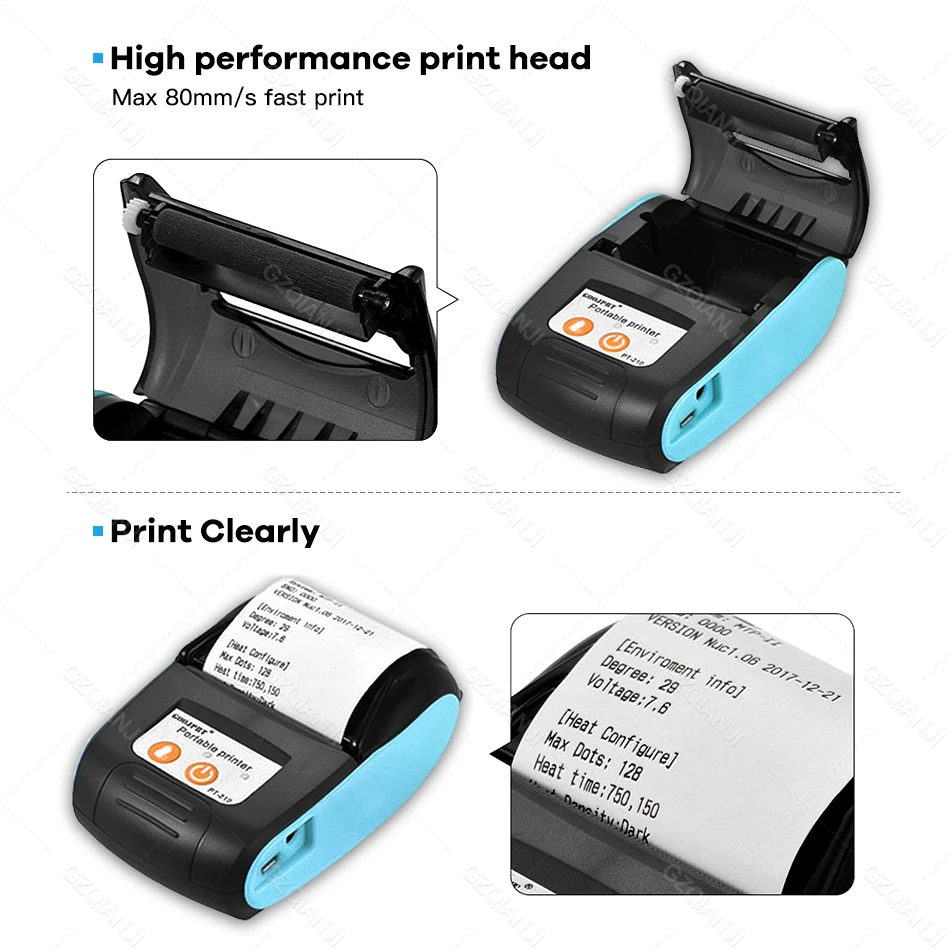 Mini imprimante Thermique Portable sans Fil Bluetooth avec 3