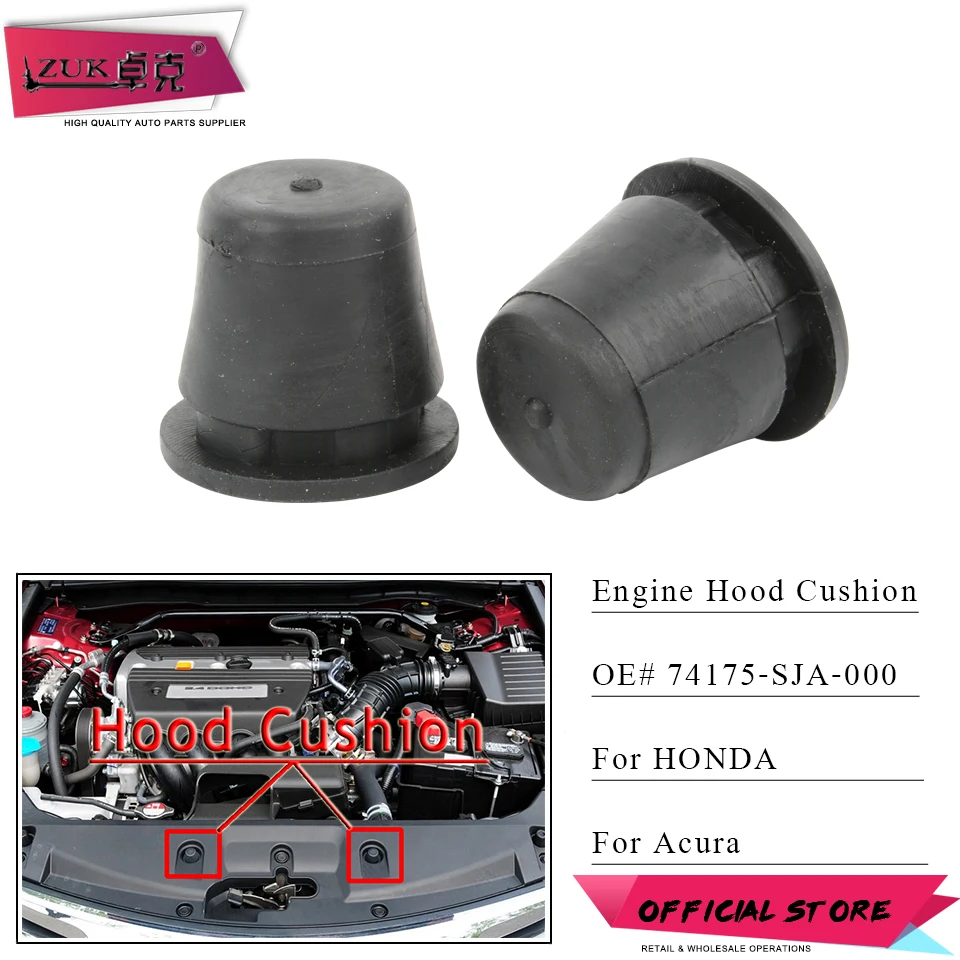 thumbnail image 2 of 2 PC Hood Bumper Stops Fit Jeep Wrangler 1987-2016 Cushion Stoppers Black Rubber 2 of 14