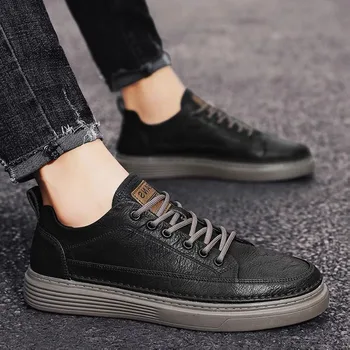 Men Shoes Casual Leather Shoes Sneakers Fashion All-match Board Shoes Waterproof Non-slip Work Footwear