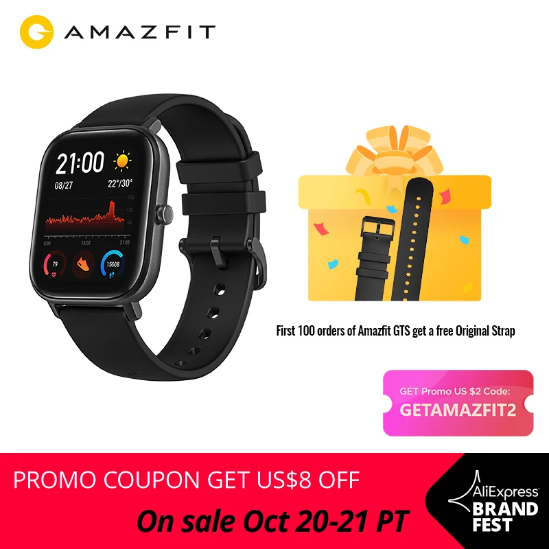  Летняя Распродажа при прямо код AMAZ1200 и заказов от 8000 Рублей и получи 1500 Рублей дисконт версия Amazfit GTS Смарт часы 5ATM водонепроницаемые пл…