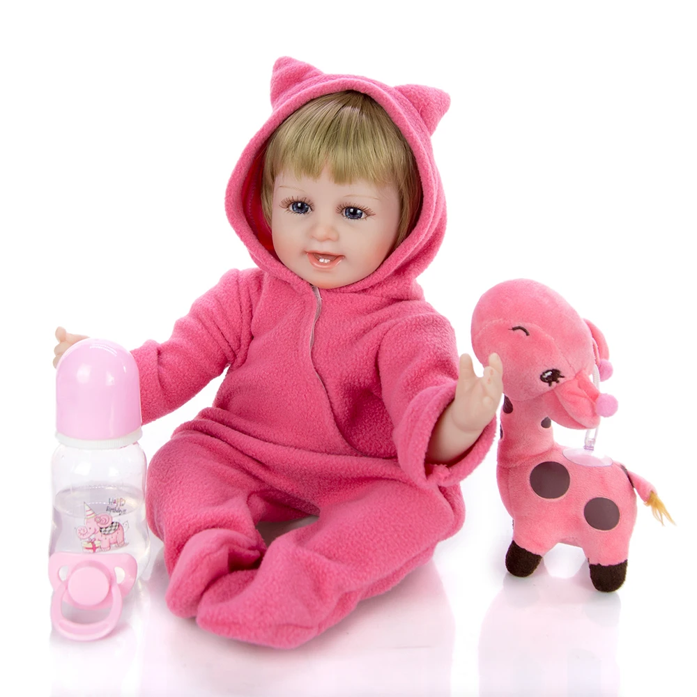 46 см Кукла reborn baby girl розовая мягкая силиконовая кукла для тела светлые волосы