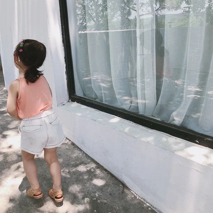 Summer Cute Girls Cotton Sleeveless Slipping Tops Kids All-match Casual T Shirts Clothes