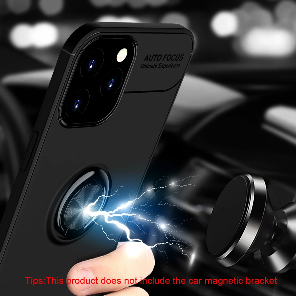KEYSION Shockproof Case For iPhone 12 Pro Max Soft Silicone Metal Ring Stand Phone back cover for iPhone 12 mini iP12 2020 New