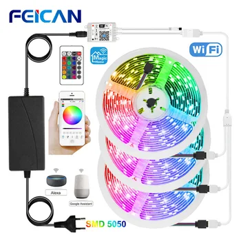 

Wifi LED Strip Light 5050 15M RGB LED Lights Strip 12V Waterproof APP Control LED RGB Tape Works with Alexa & Google Asistant