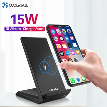 Coolreall Qi Wireless Charger Stand for iPhone X XS 8 XR Samsung S9 S10 S8 S10E 15W Fast Wireless Charging Station Phone Charger 1