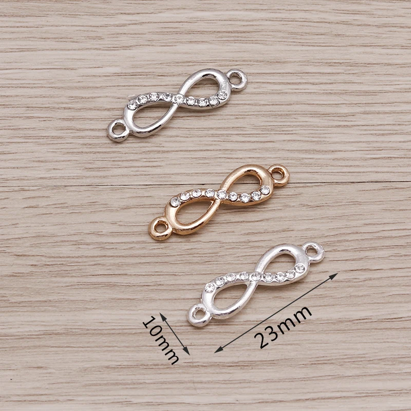 레슬리 20pcs 23x10mm 크리스탈 인피니티 매력 보석 만들기 패션 귀걸이 펜던트 팔찌 목걸이 매력 액세서리
