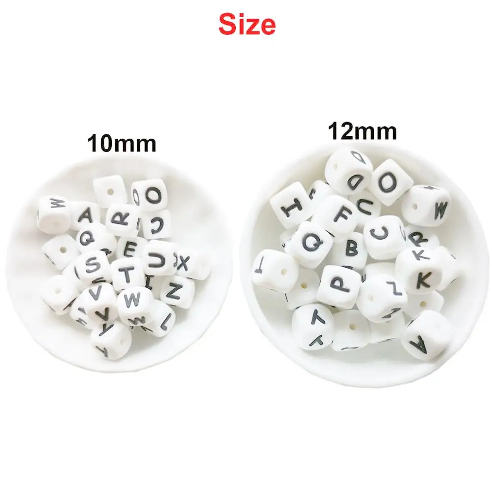 Teething Toys Baby Teething Toys Silicone Teething Toys Silicone Beads Silicone Letters Beads Silicone Teething Beads Silicone Teether 100pc Silicone Letter Beads for Insert Name on Pacifier Chain Clips 10MM 12MM Chewing Alphabet Beads for Baby Necklace
