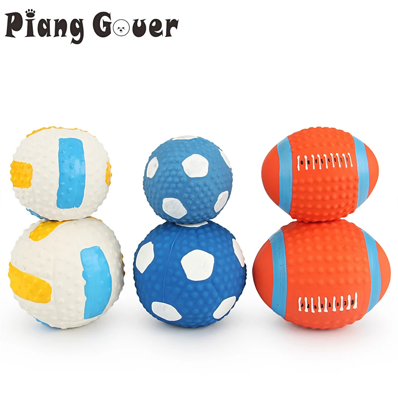 Rugby-Inspired Small Dog Squeaky Toy with Cotton Filling and Latex Exterior