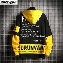 SingleRoad мужские толстовки негабаритных желтый балахон Японская уличная одежда толстовка хип хоп печатных Harajuku Кофты Мужская мода