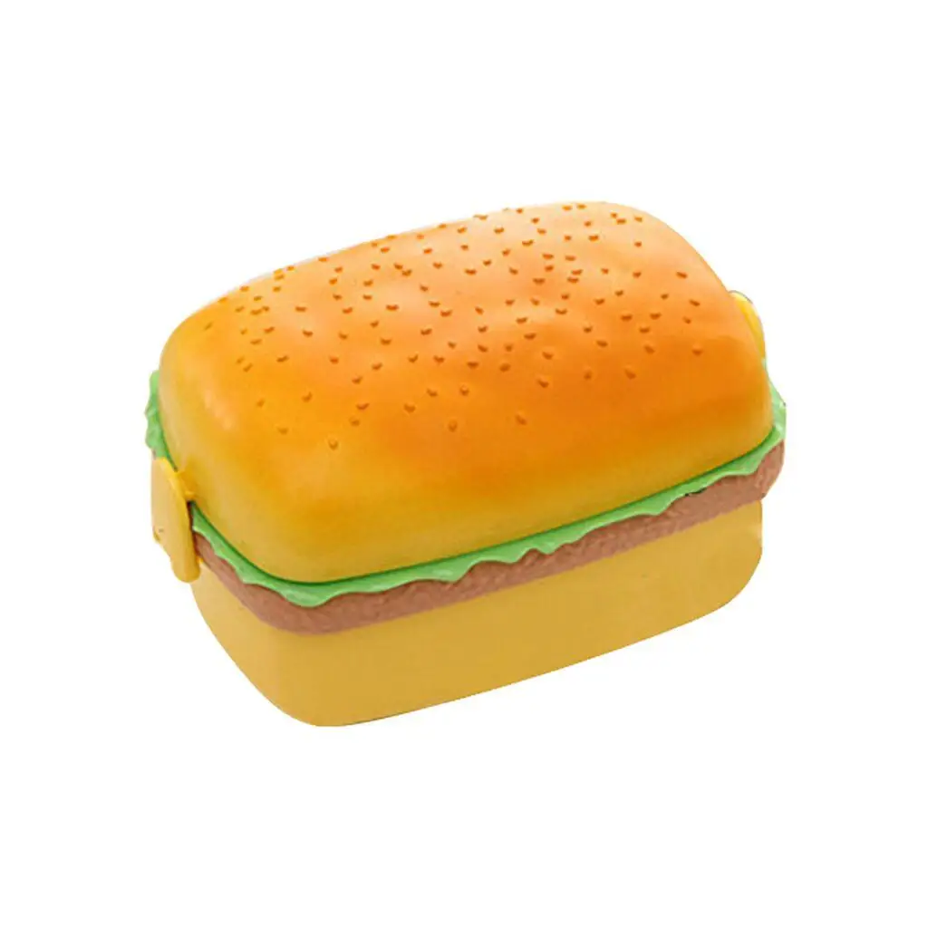Высокое качество милый креативный гамбургер детский Ланч-бокс для начальной школы посуда для завтрака пищевые контейнеры для хранения с вилкой F1 - Цвет: B