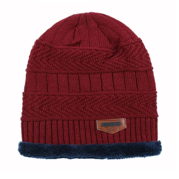 wine red Xlamulu Men's Winter hat Skullies Beanies Women Knitted Hat Winter Hats For Men Warm Beanie Gorros Bonnet Caps Famale Winter Cap - Цвет: wine red