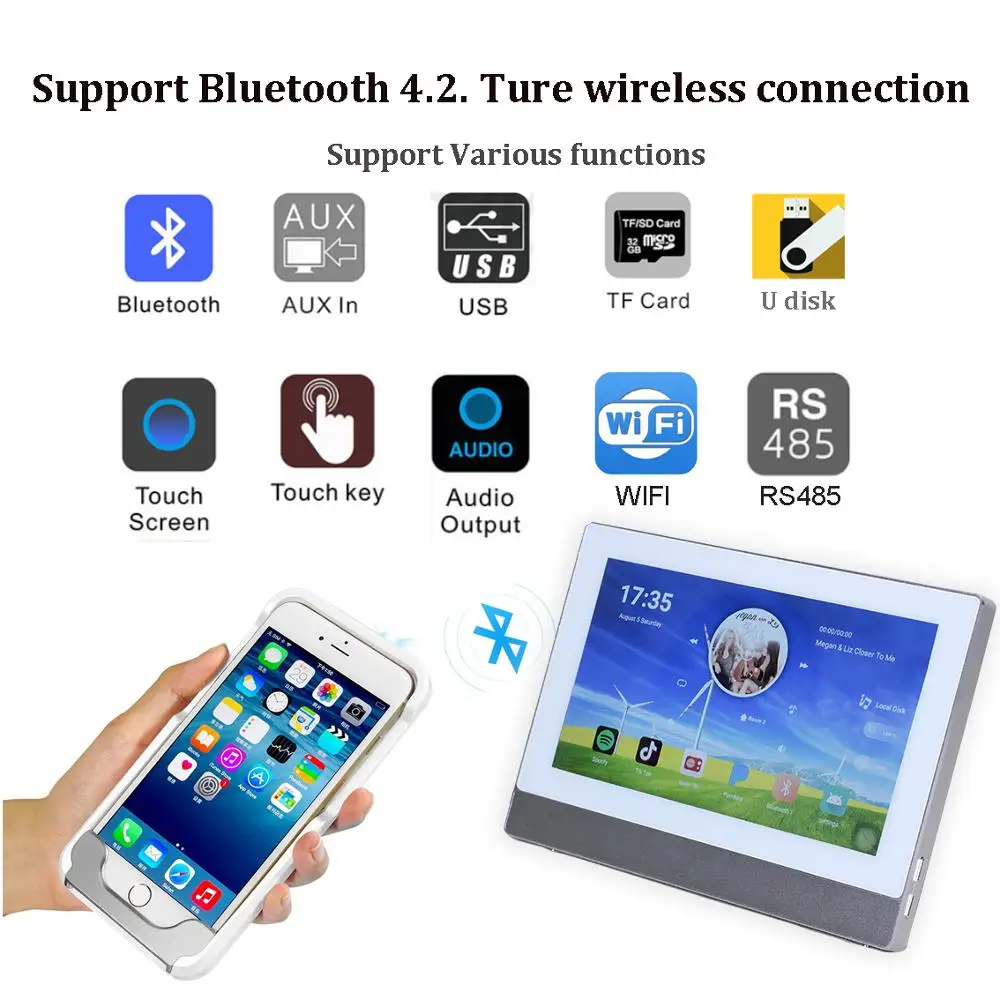 US $285.95 Bluetooth Wall Amplifier 5G Network WiFi Home Theater Amplifiers Audio 8CH Mini Android Music Player Support 816 Speaker