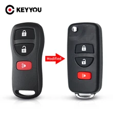 KEYYOU 3/4 przyciski zmodyfikowana klapka etui na klucze obudowa pilota bez kluczyka Uncut pokrywa dla nissana Infiniti Xterra Frontier Muranon x-trail Tiida
