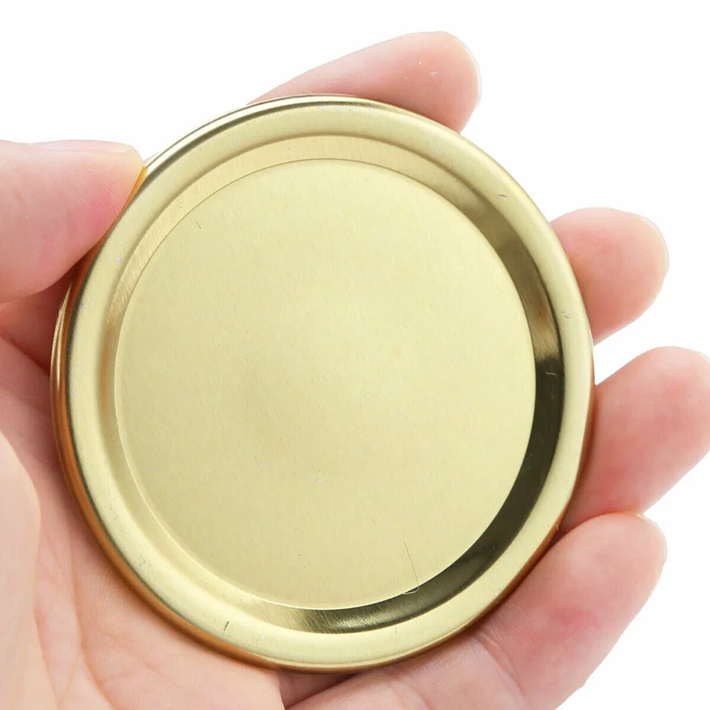 

12pcs Regular Mouth Mason -Type Lids Leak Proof Non Splash Sealing Caps Stainless Steel Metal Drinking Jar Canning Covers